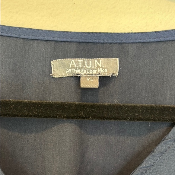 Chic Navy Poncho with Pom Pom Trim - Picture 2 of 5